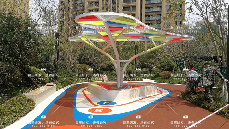 湖北武汉·钰龙·旭辉半岛小区户外非标不锈钢钻洞滑梯乐园定做案例俯视图8.jpg