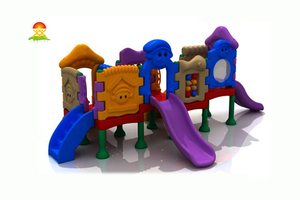 室内外儿童乐园全塑料组合滑梯玩具厂家批发价格直销YQL-D22902蓝精灵组合系列