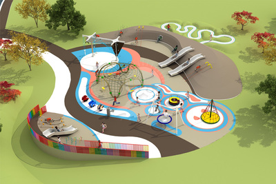 户外无动力游乐设备场地规划定制设计方案效果图不锈钢滑梯整体场地规划