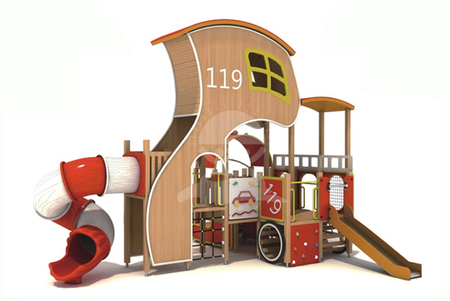 户外儿童无动力游乐设备儿童消防车滑梯组合定制厂家价格图片YQL-08527儿童之家组合