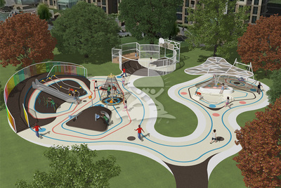户外无动力游乐设备场地规划定制设计方案效果图YQL-07111张拉膜场地规划