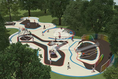 户外无动力游乐设备场地规划定制设计方案效果图YQL-07112不锈钢滑梯场地规划