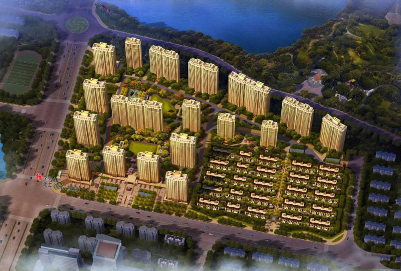 浙江杭州东湖城鸟瞰图