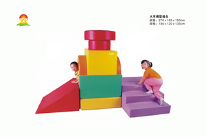 供应幼儿亲子乐园室内外钻洞软体攀爬滑组合儿童早教软包玩具YQL-D40709火车模型组合