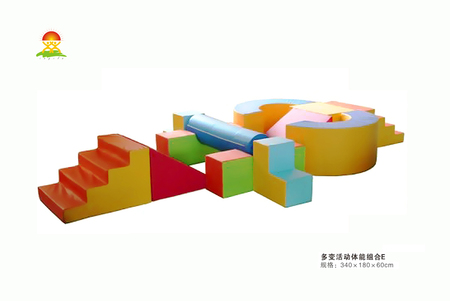 供应幼儿亲子乐园室内外钻洞软体攀爬滑组合儿童早教软包玩具YQL-D41001多变活动体能组合E型