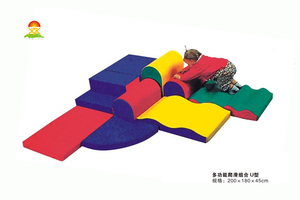 供应幼儿亲子乐园室内外钻洞软体攀爬滑组合儿童早教软包玩具YQL-D40608多功能软体攀爬组合U型