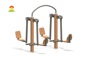 英奇利供應戶外小區木塑健身器材路徑廠家價格圖片YQL-D37207-塑木四位蹬力訓練器