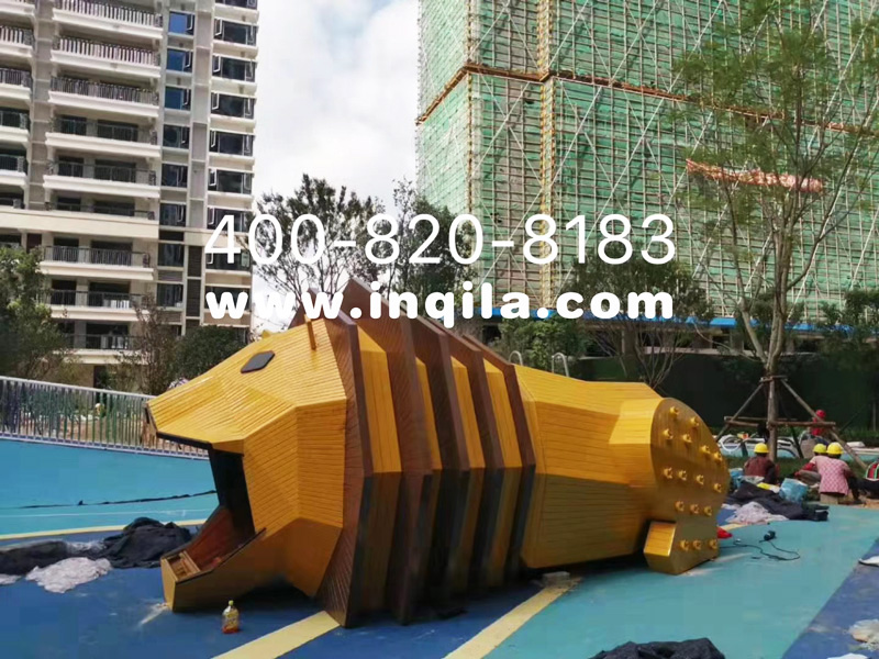 旭辉福建·石狮旭辉城小区户外非标不锈钢狮子滑梯乐园定做案例5.jpg