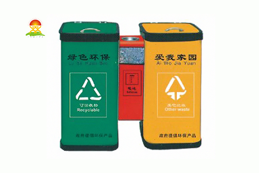英奇利户外分类广告铁质垃圾箱冲镀锌铁皮垃圾桶生产厂家YQL-D32709.jpg
