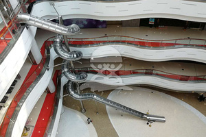 英奇利戶外非標不銹鋼滑梯定制生產廠家價格圖片-D09626高空透明罩螺旋不銹鋼滑梯