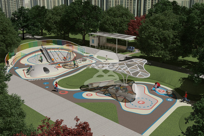 户外无动力游乐设备场地规划定制设计方案效果图YQL-07114张拉膜场地规划方案