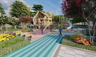 户外无动力游乐设备场地规划定制设计方案效果图YQL-07107现代主题方案