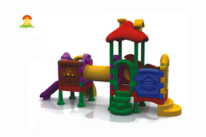 室内外儿童乐园全塑料组合滑梯玩具厂家批发价格直销YQL-D22702蓝精灵组合系列