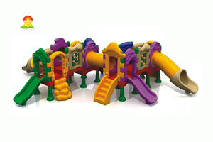 室内外儿童乐园全塑料组合滑梯玩具厂家批发价格直销YQL-D23002蓝精灵组合系列