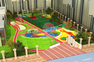 英奇利户外无动力游乐设备场地规划定制设计方案效果图YQL-07102篮球场场地规划