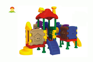 室内外儿童乐园全塑料组合滑梯玩具厂家批发价格直销YQL-D22802蓝精灵组合系列
