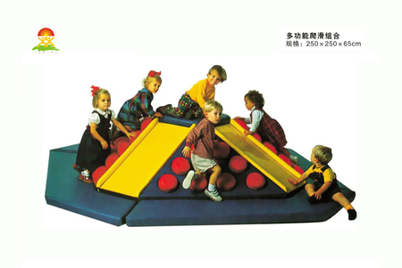 供应幼儿亲子乐园室内外钻洞软体攀爬滑组合儿童早教软包玩具YQL-D40603多功能爬滑组合