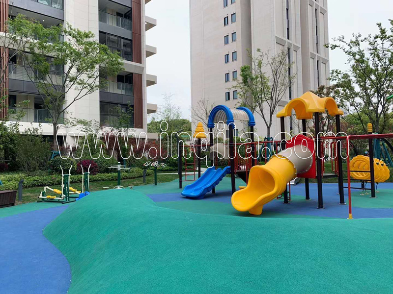 上海闵行海上铭著小区无动力不锈钢滑梯钻洞攀爬组合整体场地定做案例