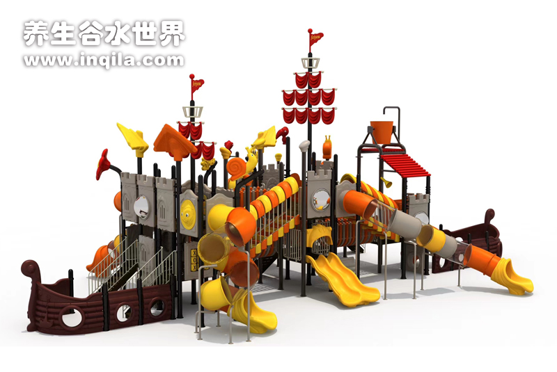 河北唐山养生谷水世界大型海盗船滑梯组合设备展示图5.jpg