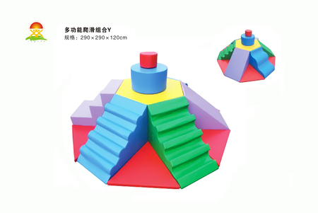 供应幼儿亲子乐园室内外钻洞软体攀爬滑组合儿童早教软包玩具YQL-D40504多功能爬滑组合Y