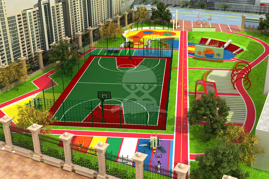 英奇利非标定制定做户外儿童游乐设备篮球场不锈钢滑梯项目YQL-07103-.jpg